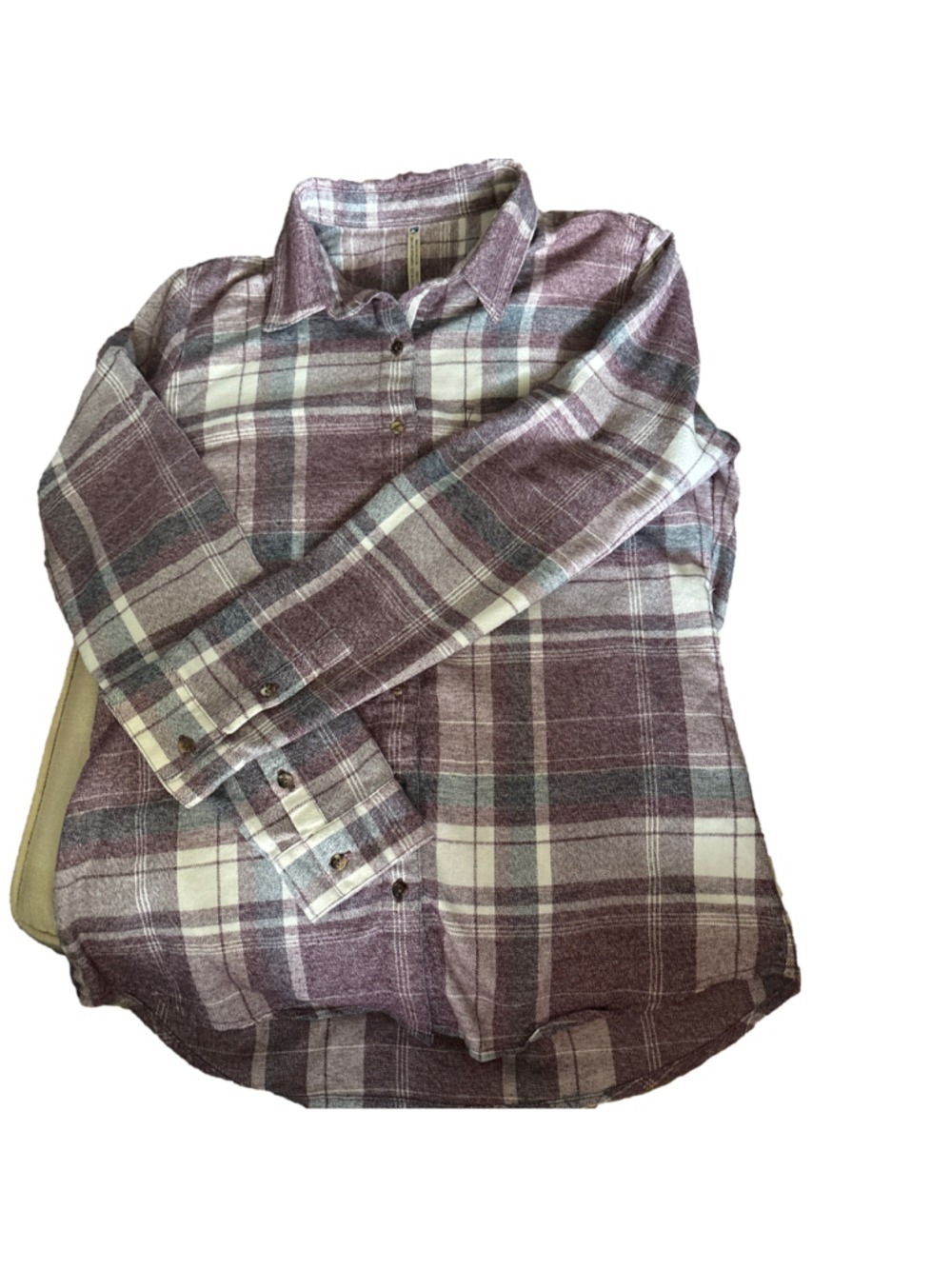 Women's Kuhl Plaid Button Down Shirt Size S Purple White